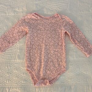Pink Heart Patterned Kids One Piece